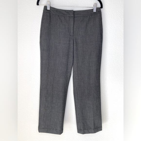RAFAELLA PETITES Pinstripe Straight Leg Trouser Pants Size 4 Petite Dark Grey - Picture 1 of 5